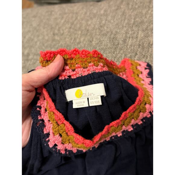 Mini Boden Navy Dress with Colorful Trim - Picture 2 of 7